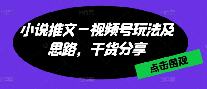 小说推文—视频号玩法及思路，干货分享-葛仙仙资源库