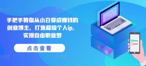 手把手教你从小白变成赚钱的创业博主,打造超级个人ip,实现自由职业梦-葛仙仙资源库