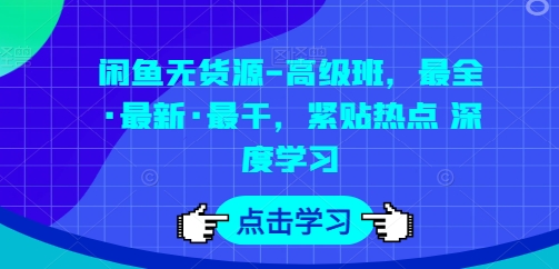 闲鱼无货源-高级班，最全·最新·最干，紧贴热点 深度学习-葛仙仙资源库
