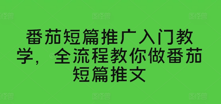 番茄短篇推广入门教学，全流程教你做番茄短篇推文-葛仙仙资源库