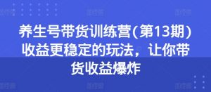 养生号带货训练营(第13期)收益更稳定的玩法,让你带货收益爆炸-葛仙仙资源库