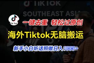 海外Tiktok短视频无脑搬运,一键去重轻松过原创,新手小白听话照做日入几张【揭秘】-葛仙仙资源库