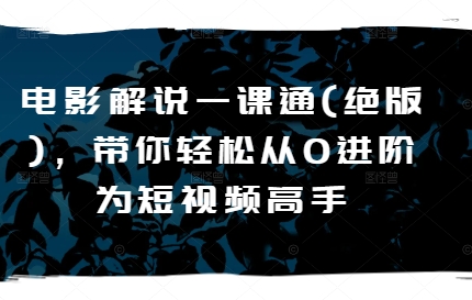电影解说一课通(绝版)，带你轻松从0进阶为短视频高手-葛仙仙资源库