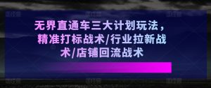无界直通车三大计划玩法,精准打标战术/行业拉新战术/店铺回流战术-葛仙仙资源库
