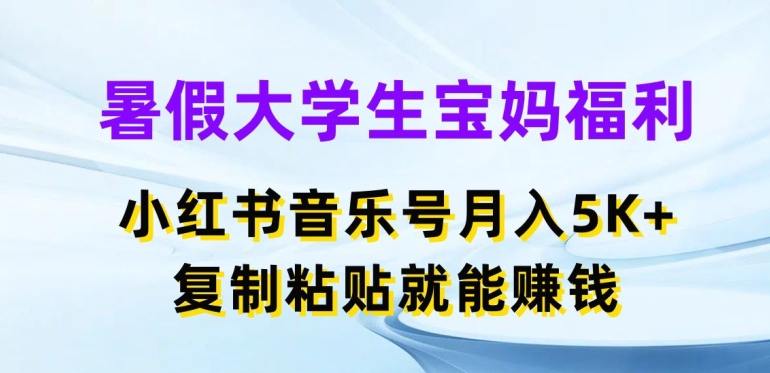 暑假大学生宝妈福利，小红书音乐号月入5000+，复制粘贴就能赚钱【揭秘】-葛仙仙资源库
