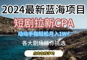 2024最新蓝海项日，短剧拉新CPA，动动手指轻松月入1W，全各大剧场随你挑选【揭秘】-葛仙仙资源库
