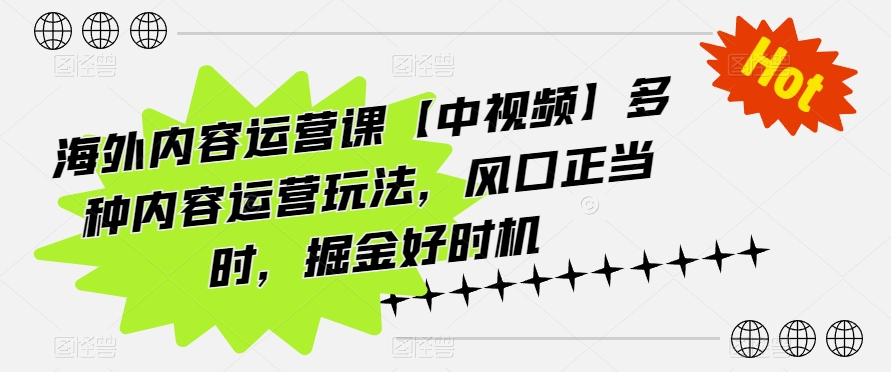 海外内容运营课【中视频】多种内容运营玩法，风口正当时，掘金好时机-葛仙仙资源库