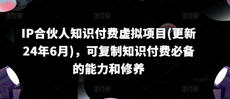 IP合伙人知识付费虚拟项目(更新24年6月)，可复制知识付费必备的能力和修养-葛仙仙资源库
