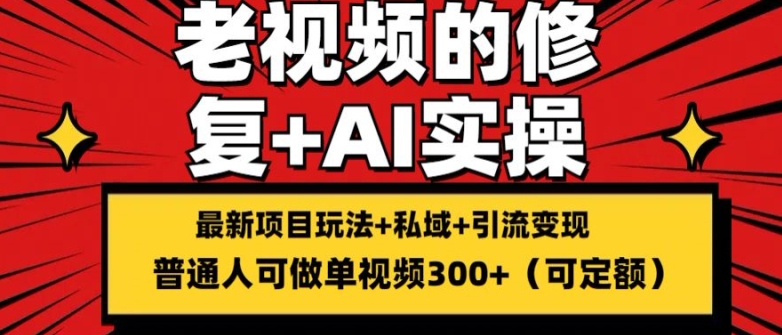 修复老视频的玩法，搬砖+引流的变现(可持久)，单条收益300+【揭秘】-葛仙仙资源库