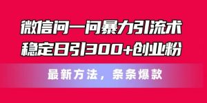 微信问一问暴力引流术,稳定日引300+创业粉,最新方法,条条爆款【揭秘】-葛仙仙资源库