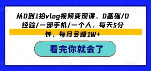 从0到1拍vlog视频变现课,0基础/0经验/一部手机/一个人,每天5分钟,每月多赚1W+-葛仙仙资源库