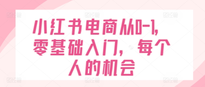 小红书电商从0-1，零基础入门，每个人的机会-葛仙仙资源库
