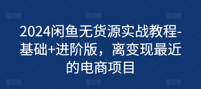 2024闲鱼无货源实战教程-基础+进阶版，离变现最近的电商项目-葛仙仙资源库
