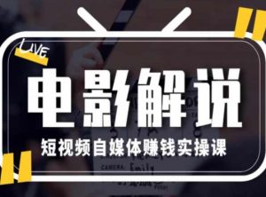 电影解说短视频自媒体赚钱实操课,教你做电影解说短视频,月赚1万-葛仙仙资源库