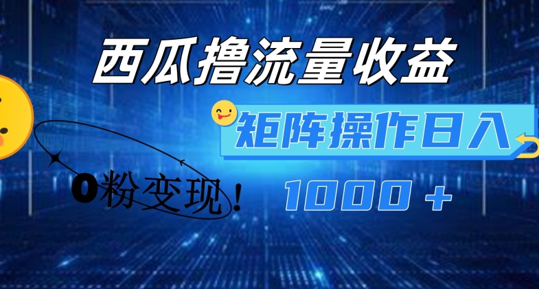 西瓜视频撸流量，简单上手，0粉变现矩阵操作，日入1000+【揭秘】-葛仙仙资源库