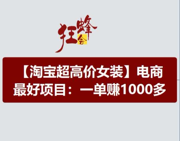 淘宝超高价女装项目，电商最好赛道，一单赚1000多-葛仙仙资源库