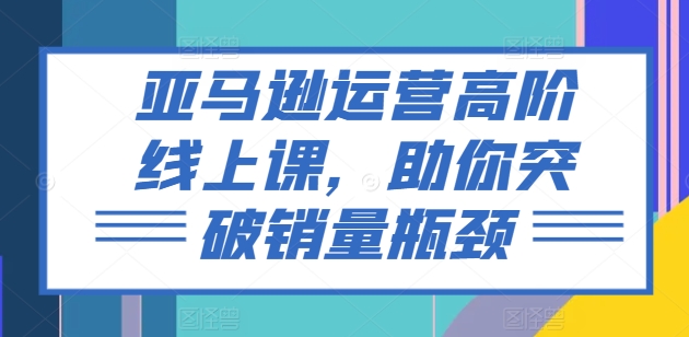 亚马逊运营高阶线上课，助你突破销量瓶颈-葛仙仙资源库