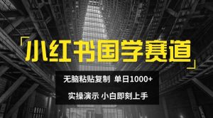 小红书国学赛道,无脑粘贴复制,单日1K,实操演示,小白即刻上手【揭秘】-葛仙仙资源库