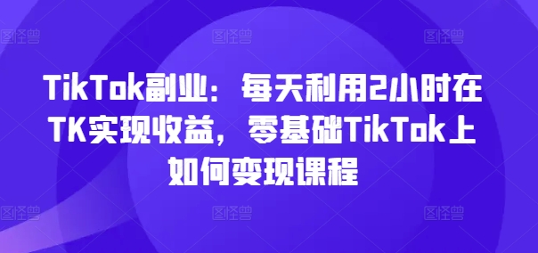 TikTok副业：每天利用2小时在TK实现收益，零基础TikTok上如何变现课程-葛仙仙资源库