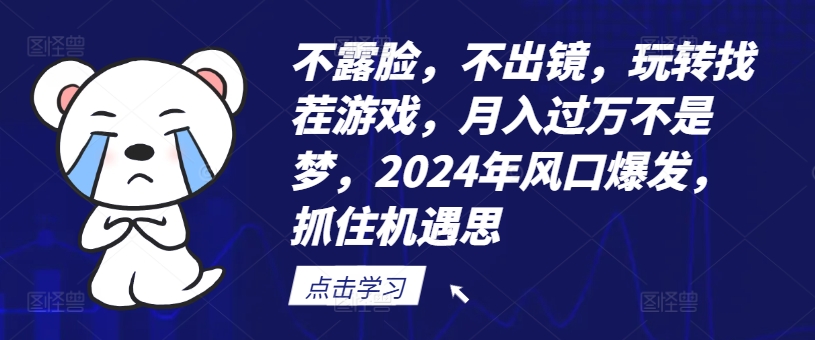 不露脸，不出镜，玩转找茬游戏，月入过万不是梦，2024年风口爆发，抓住机遇【揭秘】-葛仙仙资源库