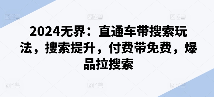 2024无界：直通车带搜索玩法，搜索提升，付费带免费，爆品拉搜索-葛仙仙资源库