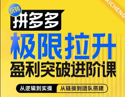 拼多多极限拉升盈利突破进阶课，​从算法到玩法，从玩法到团队搭建，体系化系统性帮助商家实现利润提升-葛仙仙资源库