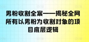 男粉收割全案——揭秘全网所有以男粉为收割对象的项目底层逻辑-葛仙仙资源库