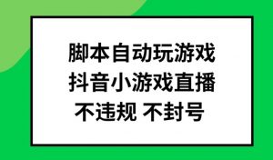 脚本自动玩游戏,抖音小游戏直播,不违规不封号可批量做【揭秘】-葛仙仙资源库