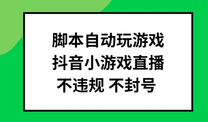 脚本自动玩游戏，抖音小游戏直播，不违规不封号可批量做【揭秘】-葛仙仙资源库