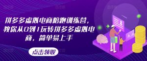 拼多多虚拟电商陪跑训练营,教你从0到1玩转拼多多虚拟电商,简单易上手(更新)-葛仙仙资源库