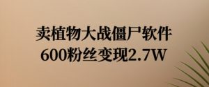 卖植物大战僵尸软件,600粉丝变现2.7W【揭秘】-葛仙仙资源库