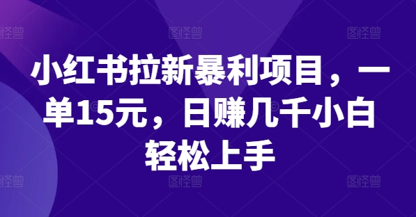 小红书拉新暴利项目，一单15元，日赚几千小白轻松上手【揭秘】-葛仙仙资源库