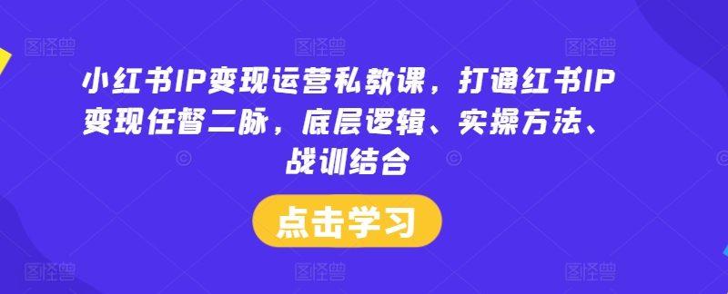 小红书IP变现运营私教课，打通红书IP变现任督二脉，底层逻辑、实操方法、战训结合-葛仙仙资源库