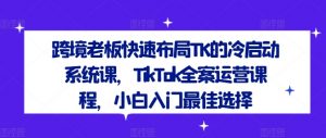 跨境老板快速布局TK的冷启动系统课,TikTok全案运营课程,小白入门最佳选择-葛仙仙资源库