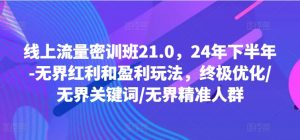 线上流量密训班21.0,24年下半年-无界红利和盈利玩法,终极优化/无界关键词/无界精准人群-葛仙仙资源库
