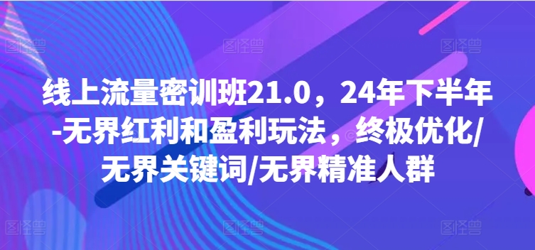 线上流量密训班21.0，24年下半年-无界红利和盈利玩法，终极优化/无界关键词/无界精准人群-葛仙仙资源库