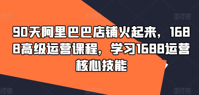 90天阿里巴巴店铺火起来，1688高级运营课程，学习1688运营核心技能-葛仙仙资源库