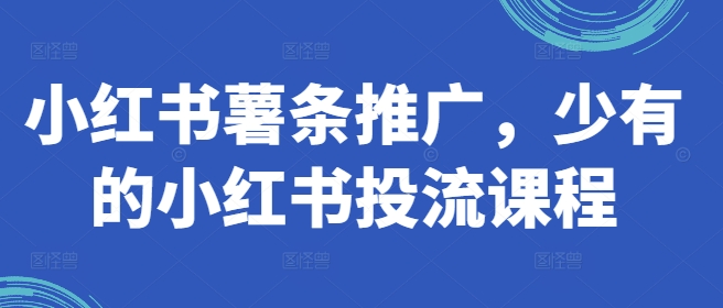 小红书薯条推广，少有的小红书投流课程-葛仙仙资源库