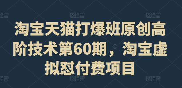 淘宝天猫打爆班原创高阶技术第60期，淘宝虚拟怼付费项目-葛仙仙资源库