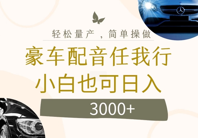 不为人知的暴力小项目，豪车配音，日入几张【揭秘】-葛仙仙资源库