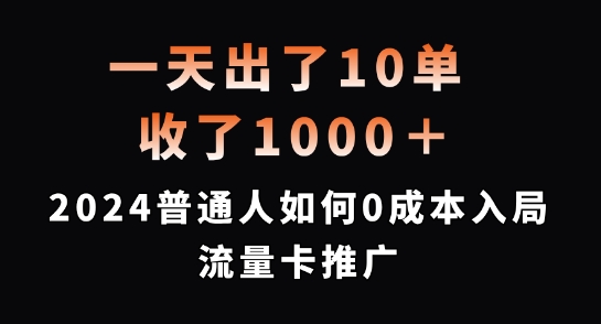 一天出了10单，收了1000+，2024普通人如何0成本入局流量卡推广【揭秘】-葛仙仙资源库