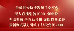 最新抖音快手视频号全平台无人直播引流1000+精准创业粉,日轻松变现5k+【揭秘】-葛仙仙资源库