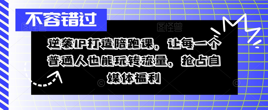 逆袭IP打造陪跑课，让每一个普通人也能玩转流量，抢占自媒体福利-葛仙仙资源库