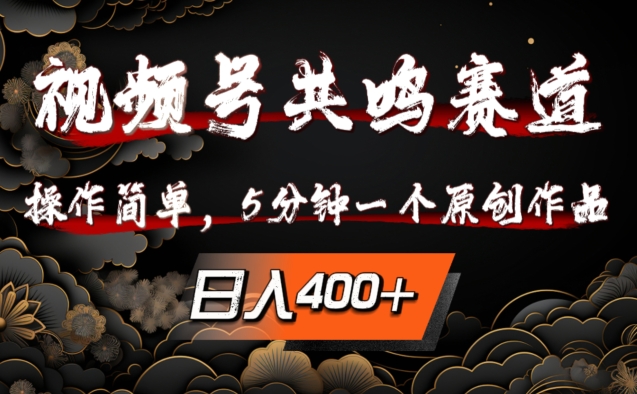视频号共鸣赛道，操作简单，5分钟1个原创作品，日入几张【揭秘】-葛仙仙资源库