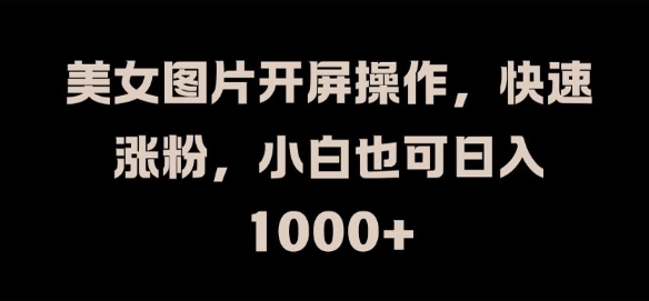 美女图片开屏操作，快速涨粉，小白也可日入1k【揭秘】-葛仙仙资源库