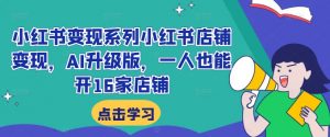 小红书变现系列小红书店铺变现,AI升级版,一人也能开16家店铺-葛仙仙资源库