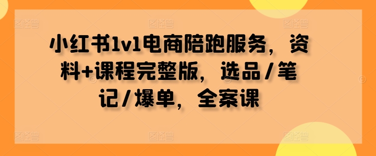 小红书1v1电商陪跑服务，资料+课程完整版，选品/笔记/爆单，全案课-葛仙仙资源库
