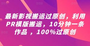最新影视搬运过原创,利用PR模版搬运,10分钟一条作品 ,100%过原创【教程+PR模板】-葛仙仙资源库