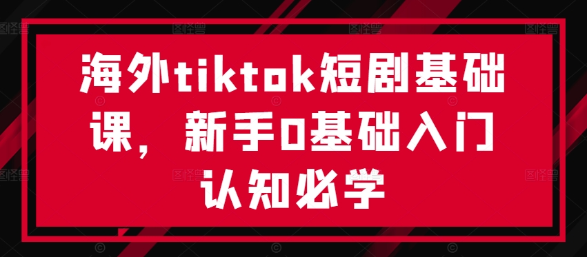 海外tiktok短剧基础课，新手0基础入门认知必学-葛仙仙资源库