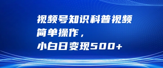 视频号知识科普视频，简单操作，小白日变现500+【揭秘】-葛仙仙资源库